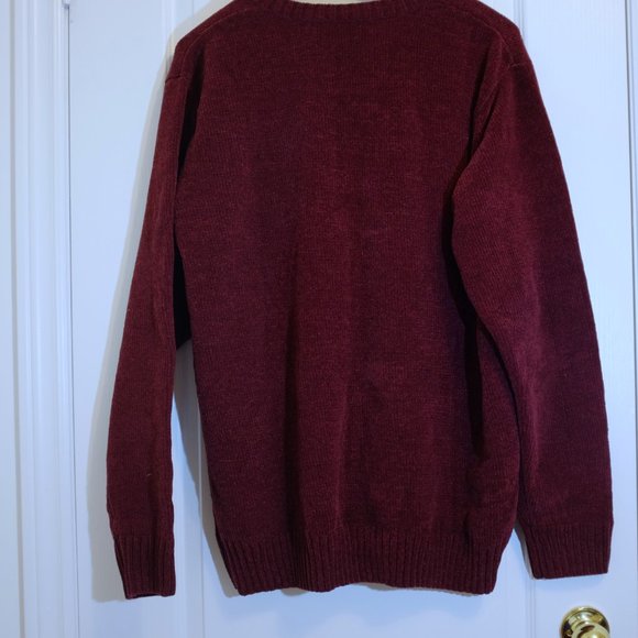 COPY - Vintage Penmans berry Crewneck Pullover Argyle chenille Sweater Mens XL - Picture 2 of 10